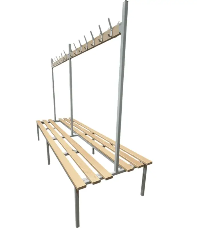 Double Changing Room Bench with Coat Hooks and Shoe Rack