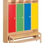 Coloured Changing Room Locker with Bench