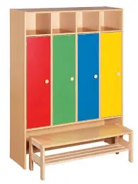 Coloured Changing Room Locker with Bench